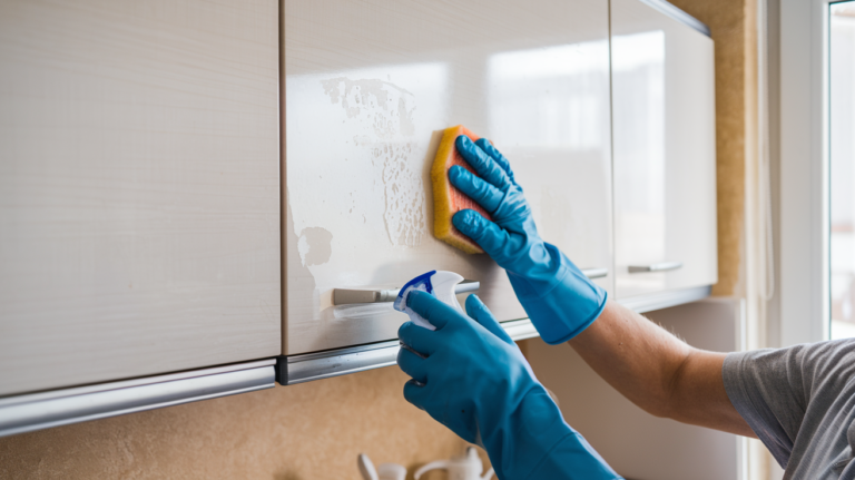 how to clean laminate kitchen cabinets